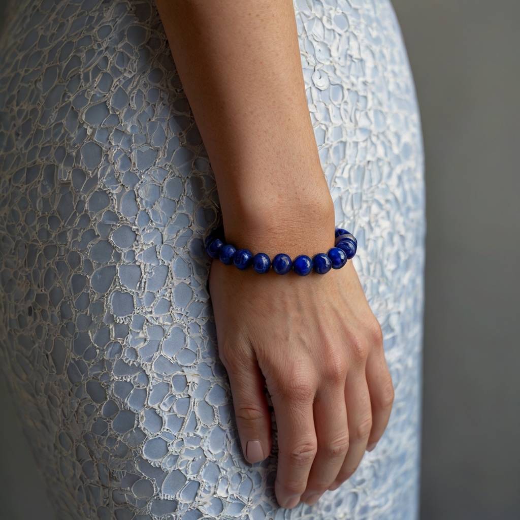 Stock_Photography_A_closeup_shots_featuring_a_white_women_wear_2-19-1.jpg Lapiz Lazuli Democrat Way Bracelet